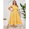 Clearlove Women's Summer Plus Size Dress Ruffle Cap Sleeveless V Neck Side Split Long Beach Maxi Dress - 2 of 4