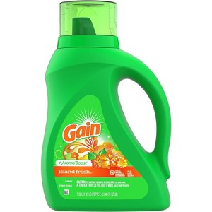 Gain + Aroma Boost Liquid Laundry Detergent, Island Fresh Scent, 32 Loads, 46 fl oz, HE Compatible - 1 of 4