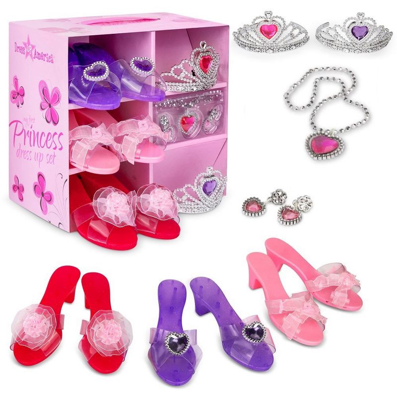 Dress Up America Dress Up Shoes for Girls - Princess Jewelry, Shoes, and Tiara Set, 1 of 2