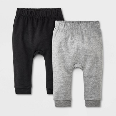 Image of Baby 2pk Solid Jogger Pants - Cat & Jack™ Gray/Black 12M