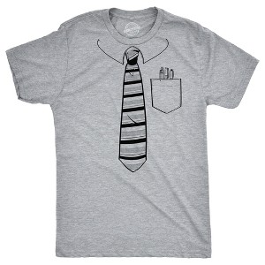 Mens Tie With Pocket Of Pens T Shirt Funny Fake Office Work Attire Joke Tee For Guys - Crazy Dog Men's T Shirt - 1 of 4