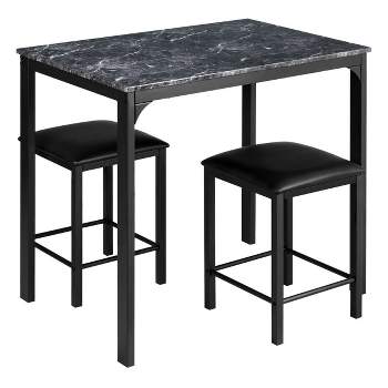 Tangkula 3 Pieces Counter Height Table Set 2 Chairs Bar Dining Room Faux Marble