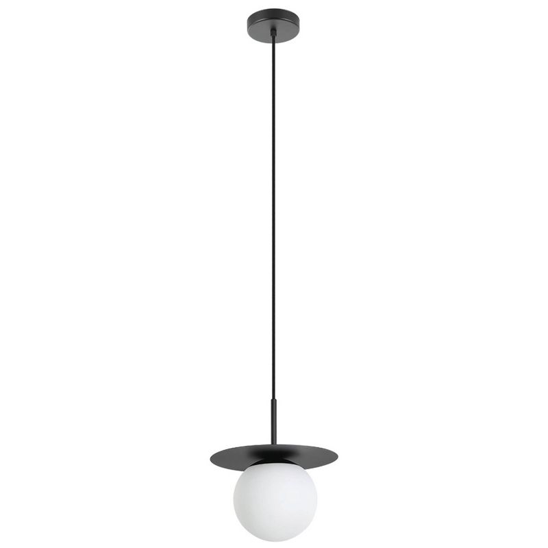1-Light Arenales Mini Pendant Structured Black Finish with White Opal Glass Shade - EGLO, 1 of 5