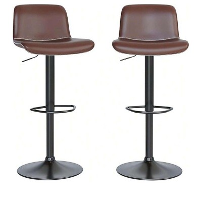 Modern Swivel Bar Stools Adjustable Height PU Leather Square Bar Chairs With Back For Kitchen Dining Room Counter Home