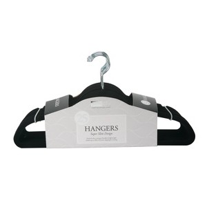 Simplify 25pk Slim Velvet Suit Hangers Black: Felt Clothes Hangers for Adults, ABS & Zinc, 17.72" Length, 9.06" Width - 1 of 3