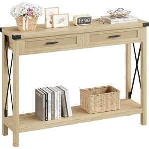 Boho Interior Style Console with Rattan Drawers – 110 cm Wooden ...