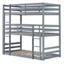 NicBex Twin Size Bunk Bed Convertible Triple Wooden Bed Frame with 2 Ladders and Full Length Guardrail, No Box Spring Required - 3 of 4
