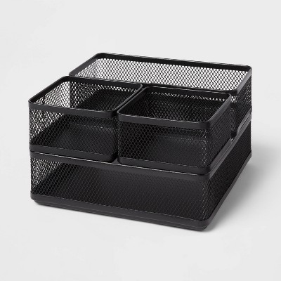 Arteza Desk Organizer, Black Mesh, 6 Compartments