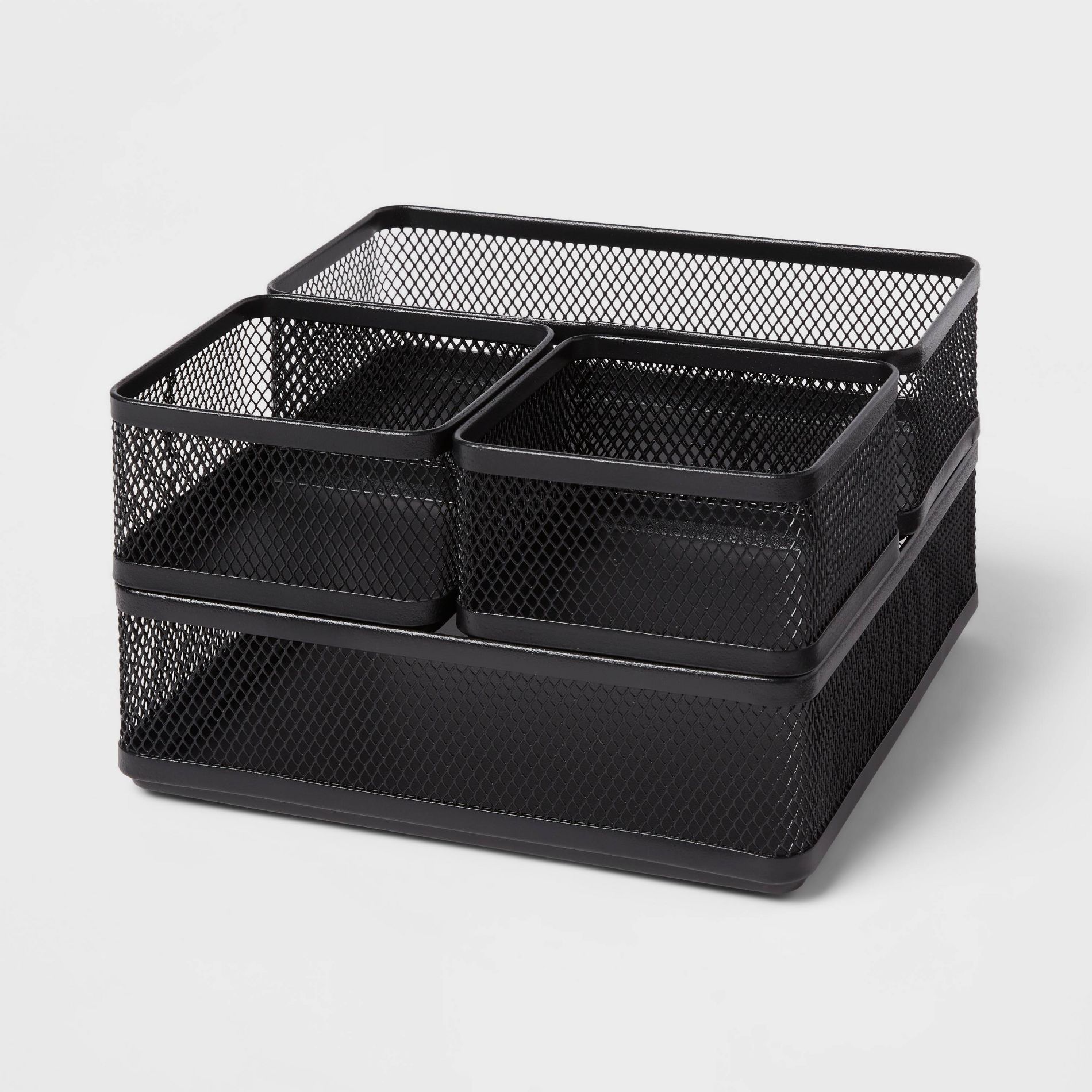 Mesh Desk Organizer Black - Brightroom™: Steel Office Supplies & Desk Drawer Organizers, 8"x8"x4.5"