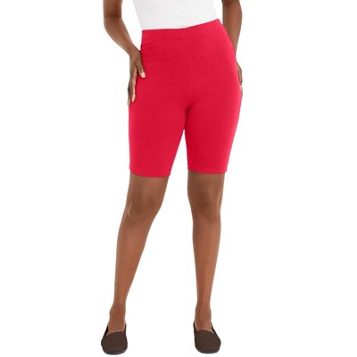 Jessica London Women's Plus Size Everyday Stretch Cotton Bike Short -  26/28, Red : Target