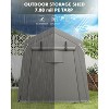 Outdoor Storage Shelter Shed, Heavy Duty Motorcycle Storage Sheds, Portable Tarp Shed with Roll-Up Door, Golf Cart Garage, Waterproof, Gray - 3 of 4