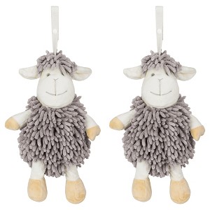 REGALWOVEN Cute Sheep Chenille Soft Absorbent Quick Drying Fuzzy Ball Hand Towel 9" x 13" 2 Pcs - 1 of 4