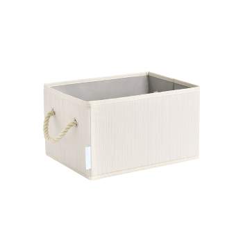 htote0612pkwh, Set of 12 Half-Size Foldable Fabric Storage Bins with Label  Holder- White