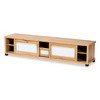 Gerhardine Wood 1 Drawer TV Stand for TVs up to 65" Oak Brown/Black - Baxton Studio: Media Storage, Sliding Glass Doors - 2 of 4