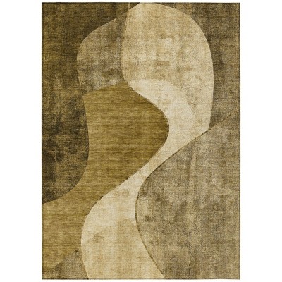 Brown Beige And Ivory Abstract Washable Indoor Outdoor Area Rug