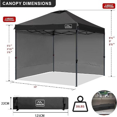 Anybear 10x10FT Black Pop Up Canopy Tent with 2 Sidewalls