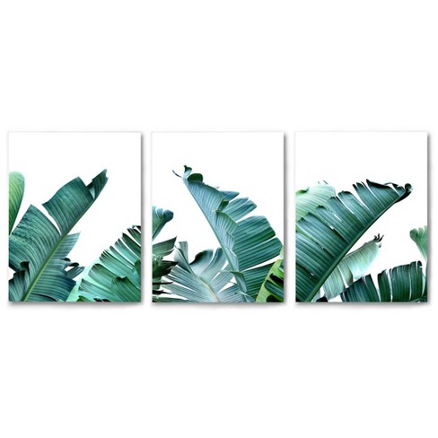 Tropical Wall Art Banana Leaf Unframed Set of 3 Prints Poster Prints Palms 