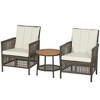 Costway Patiojoy 3PCS Patio Rattan Furniture Set Cushioned Sofas Wood Table Top W/Shelf - 3 of 4