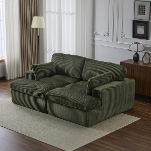 GDFStudio Natalia 82.68" Modern Corduroy Upholstered Compressed Double Chaise Lounge - 1 of 4