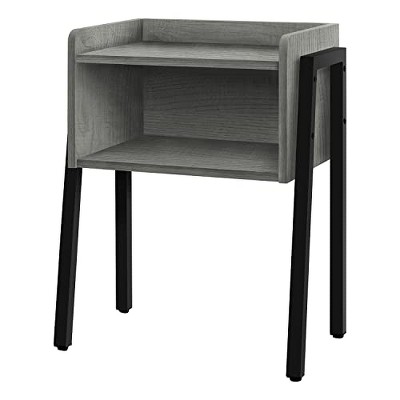 Accent Table Side End Nightstand Lamp Living Room Bedroom Grey Laminate Black Metal Contemporary Modern