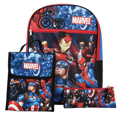 Spider-man Miles Morales Backpack Lunch Box Key Chain Case 5 Pc Set Blue :  Target