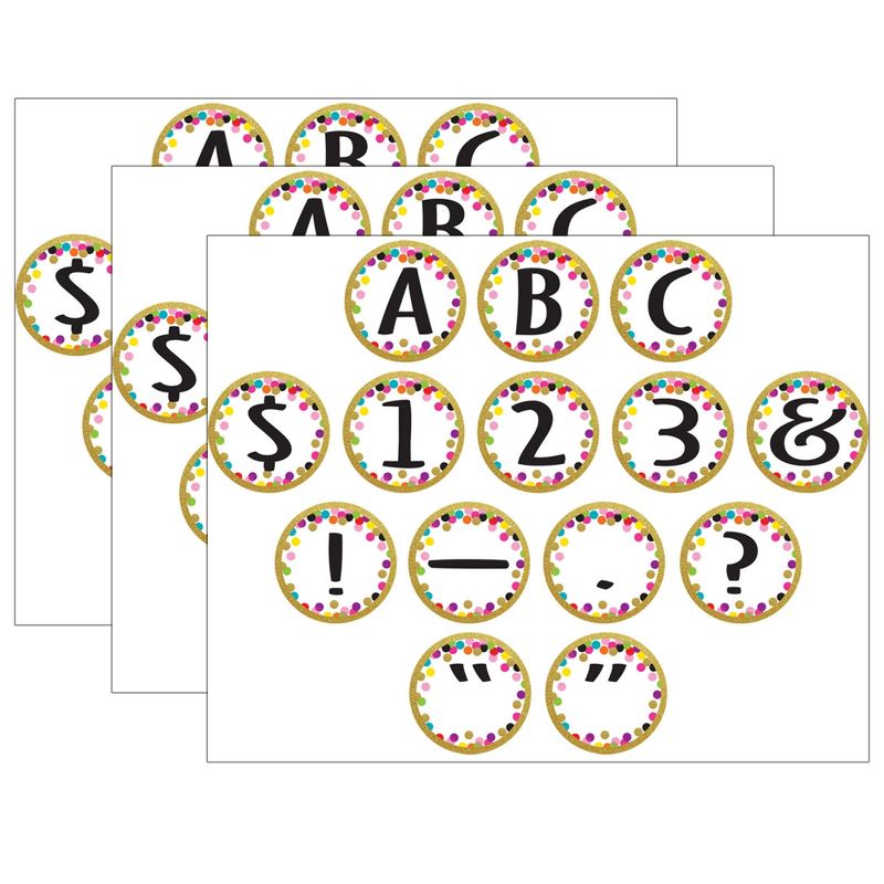 Teacher Created Resources® Confetti Circle Letters, 216 Characters Per Pack, 3 Packs, 1 of 3