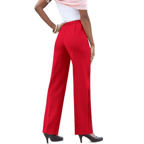 Roaman's Women's Plus Size Tall Classic Bend Over Pant - 16 T, Red
