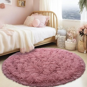 LOVEVOOK Round Fluffy Area Rug - Super Soft Circle Rugs for Kids Room - Shaggy Rugs for Nursery Fuzzy Carpet for Boys Girls Room - 1 of 4
