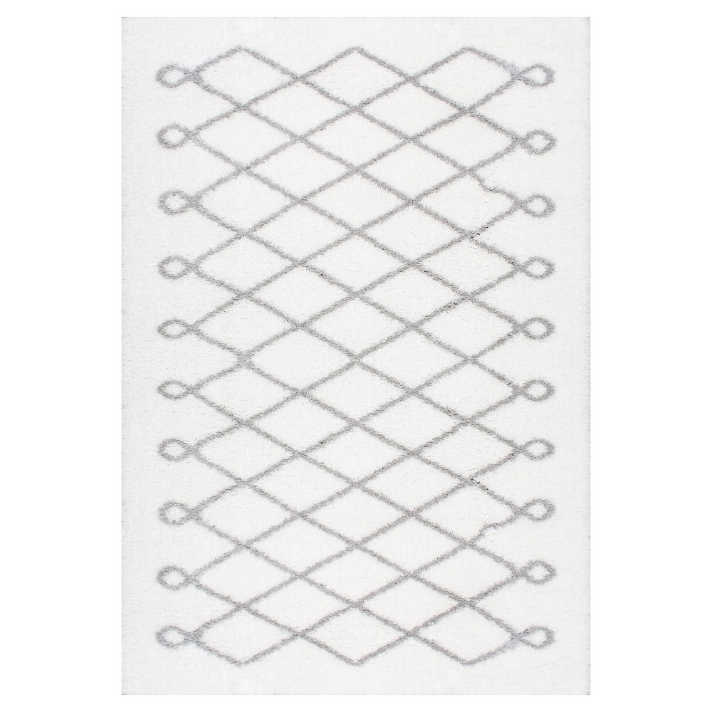 4'x6' Stasia Diamond Shag Area Rug Gray- nuLOOM