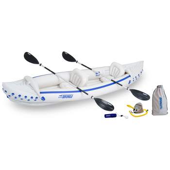 Outsunny Kayak Hinchable para 2 Personas Kayak Inflable Individual de PVC  con 2 Asientos 2 Remos Bomba y Kit de Reparación 330x105x50 cm Azul  330x105x50cm