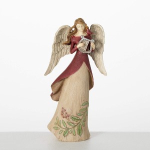 9.75"H Sullivans Christmas Angel With Harp Figurine  Multicolor - 1 of 4