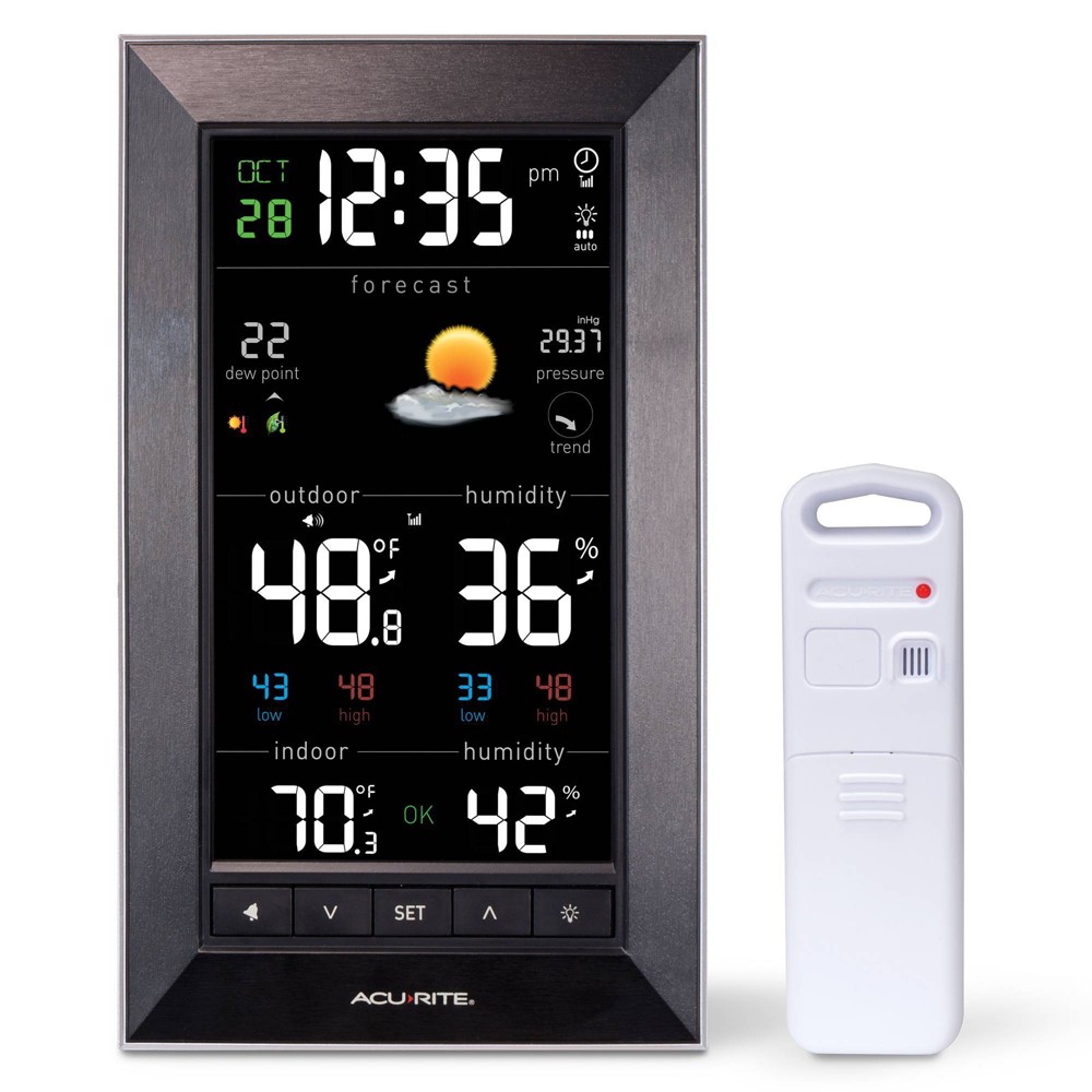 AcuRite Color Weather Station with Indoor/Outdoor Humidity and Temperature: Best Indoor Outdoor Weather Station, Weather Clock
