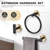Itopfox 3 Piece Bathroom Hardware Set Black Gold Stainless Steel Wall Mounted Includes Towel Ring Toilet Paper Holder Robe Hook - 3 of 4