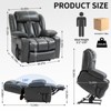 ChicFurnit Living Room Chair Arm Accent Chair Genuine Leather/Faux Leather 350LBS Dual Motor Lift Recliner Massage Heat Elderly Chair for Living Room - 3 of 4
