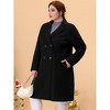 Agnes Orinda Women's Plus Size Fashion Notched Lapel Double Breasted Pea Coats - 3 of 4