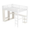 Queen Size Loft Bed Frame with Built-in Wardrobe Metal Loft Bed with Desk and Storage Shelves Woodgrain - 4 of 4