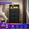 WOWLIVE Nightstand With 3 Drawers & 2-Tier Open Shelf,  Bedside Table With LED&  2 USB Ports,  Stable Metal Frame - 4 of 4