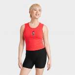 Women's Minnie Mouse Cropped Graphic Tank Top - Red