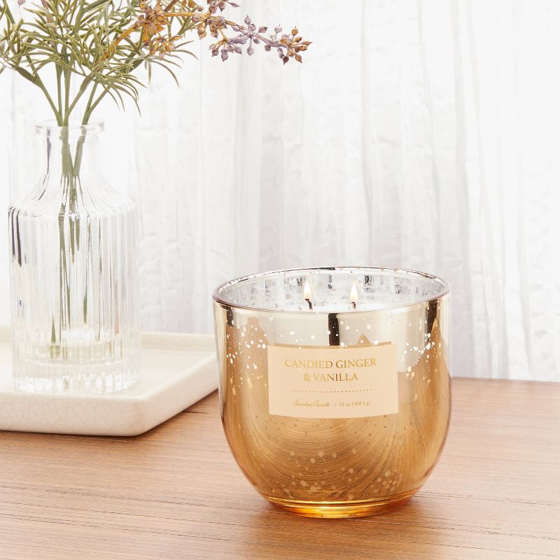 2-Wick 13oz Mercury Glass Candle Candied Ginger and Vanilla Tan - Threshold&#8482;, 2 of 5