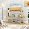 Costway 3-Tier TV Stand for TVs up to 65" with Tempered Glass Shelves TV Console Table - 2 of 4