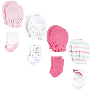 Hudson Baby Infant Girls Socks and Mittens Set, Unicorn, 0-6 Months - 1 of 4