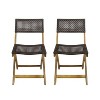 Gulches Foldable Wicker Chairs Set of 2 - Durable Acacia Wood, Natural Weather-Resistant Design, Space-Saving,Brown - 3 of 4