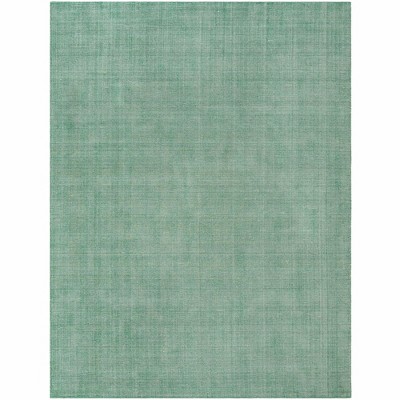 Hand-Knotted Green Wool Rectangular Area Rug, 10' x 13'