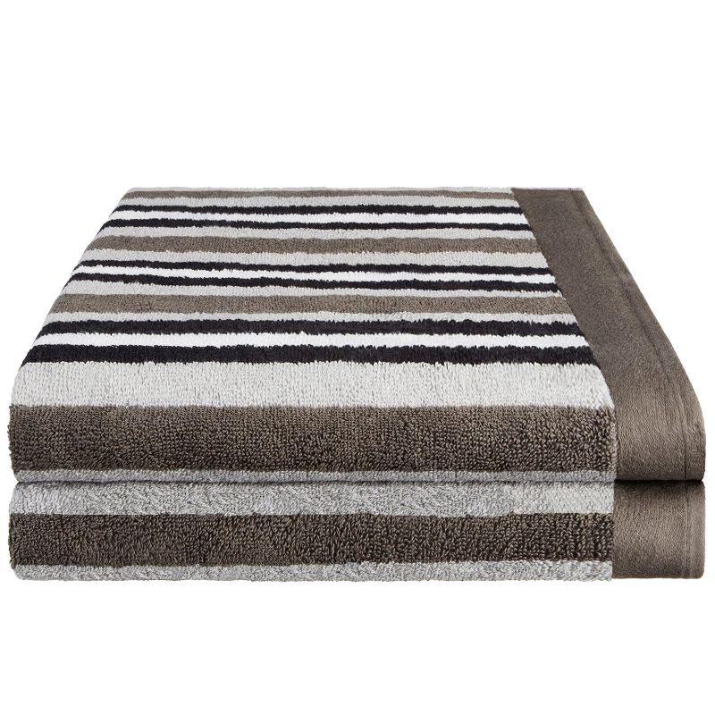 Cotton Modern Stripe 2-Piece Quick Drying Bath Towel Set by Blue Nile Mills, 1 of 8