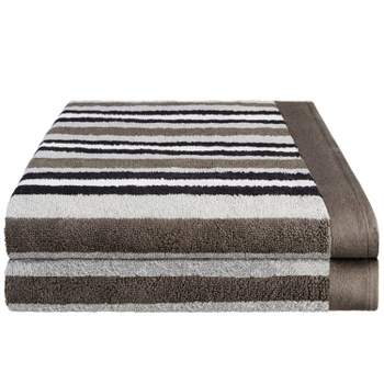 Cotton Modern Stripe 2-Piece Quick Drying Bath Towel Set by Blue Nile Mills