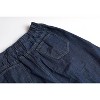 Women's Retro Denim Maxi Skirt - High Waist A-Line with Frayed Hem & Pockets Dark Blue - 3 of 4