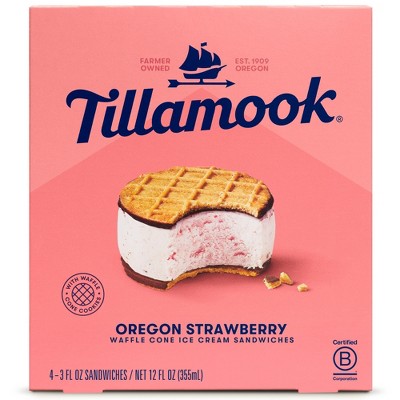 Tillamook Oregon Strawberry Ice Cream Sandwich - 12 fl oz/4ct