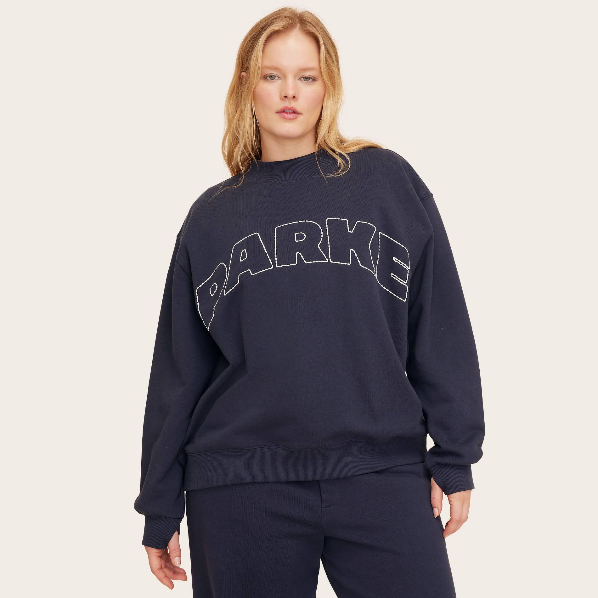 Women's Mockneck Pullover Sweatshirt - Parke x Target Navy Blue