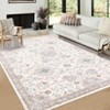 Washable Vintage Rug Non Slip Low Pile Rug Soft Throw Floor Cover Floral Foldable Indoor Carpet for Living Room Bedroom Playroom Nursery - 2 of 4