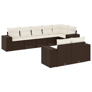 vidaXL Garden Sofa Set Brown, Cream White - 1 of 4